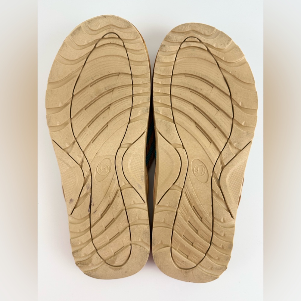 Eagsouni  Unisex Flip Flops, Casual Comfort Thong Sandals Tan/Blue Size 41 - Picture 8 of 11